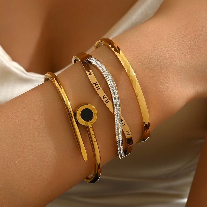 Titanium Steel Bracelet Old Money Style Black Roman Numeral Zircon Bracelet Girls High-End Selling Bracelet Jewelry - Image 2